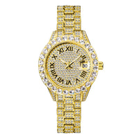 Luminous Women's Quartz Watch with Diamond Inlaid Waterproof Design and Calendar