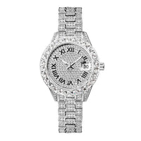 Luminous Women's Quartz Watch with Diamond Inlaid Waterproof Design and Calendar